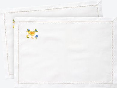 2er-Set Tischsets Bunte Hühner Stickerei, 35 x 50 cm