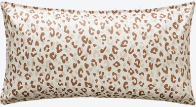 Leoparden-Kissenbezug - Satin-Kissenbezug, 100 % Baumwolle, Natur/Braun, 40/80 cm