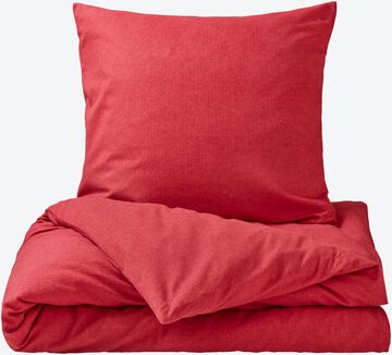 Flanell-Fischgrät-Bettwäsche, 135 x 200 + 80 x 80 cm Rot