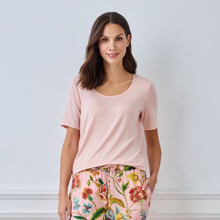 Halbarm Shirt Unirosa, mit Satinbesatz, 95 % Modal, 5 % Elasthan, OEKO-TEX® STANDARD 100, Rückenlänge ca. 62 cm lang, Fe...