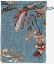 Velour-Waschhandschuh "Garden", Blau, 16 x 22 cm, 100 % Baumwolle, waschbar bei 60 °C, trocknergeeignet