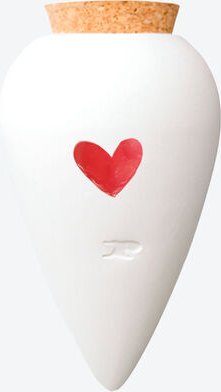 Wasserspender für Pflanzen - Weiß mit Herz, mikroporöser Ton, handbemalt, versorgt Pflanzen bis zu 6 Tage, reguliert Feu...