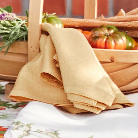 4er-Set Servietten uni, gelb, 100% Leinen, 42 x 42 cm