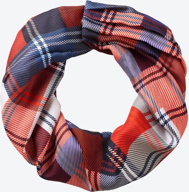 Magnet Seidenschal, Karo rot/blau