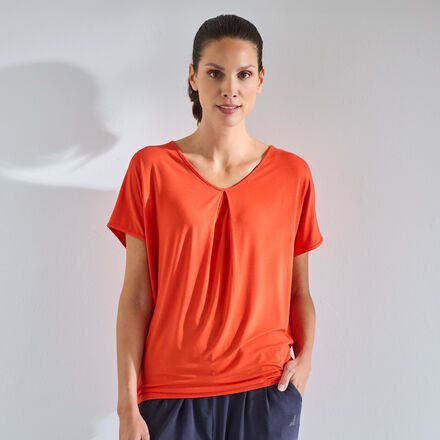 Yoga-Kurzarm-Shirt, Orange, Größe M (38/40), 94 % Viskose (Bambus), 6 % Elasthan
