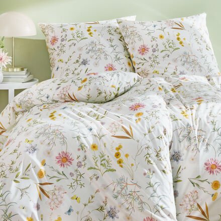 Mako-Interlock-Jersey Bettwäsche Wildflower, 155 x 220 cm + 1 Kissenbezug 80 x 80, 100 % Baumwolle, OEKO-TEX® STANDARD 1...