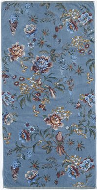 Velour-Duschtuch "Garden", Blau, 70 x 140 cm, 100 % Baumwolle, waschbar bei 60 °C, trocknergeeignet