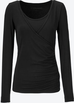 Yoga-Wickelshirt, Schwarz, Größe S (34/36), 94 % Viskose (Bambus), 6 % Elasthan