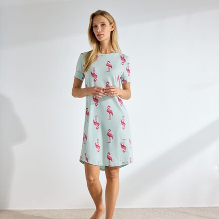 Damen Nachtwäsche Schlafshirt - Halbarm & bequem, Baumwolle-Modal-Mix mit Elasthan, atmungsaktiv & temperaturausgleichen...