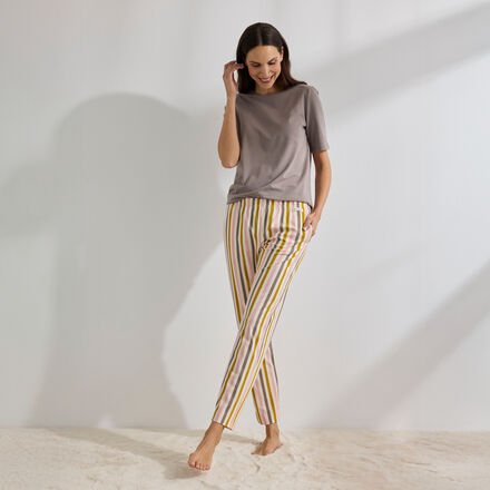 Schlafhose - 95 % Baumwolle, 5 % Elasthan, gestreift, Größe 42