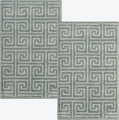 Gästehandtücher 2er-Set, Mäander-Design, 100 % Baumwolle, Frottier-Velours-Qualität, flauschig und weich, sehr saugfähig...