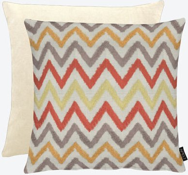 Kissenhülle "Zickzack" - mit buntem Zickzack-Muster, Wendeseite naturfarbener Uni-Samt, 45/45 cm, 75 % Polyester, 25 % B...
