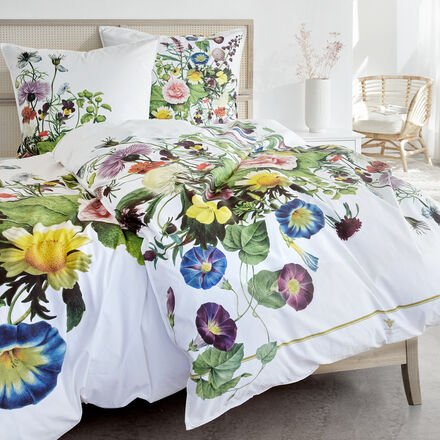 Thumbnail - Bio-Satin-Wende-Bettwäsche "Flower Garden", 135 x 200 + 80 x 80 cm, 100 % Baumwolle, mit Reißverschluss/Hotelverschluss,...