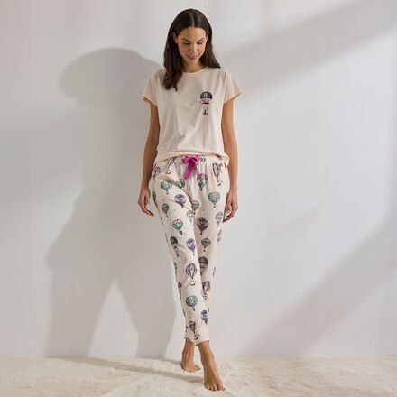 Thumbnail - Damen-Schlafhose - 47 % Baumwolle, 47 % Modal, 6 % Elasthan, Ballon-Print, Größe 44