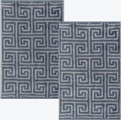 Thumbnail - Gästehandtücher 2er-Set, Mäander-Design, 100 % Baumwolle, Frottier-Velours-Qualität, flauschig und weich, sehr saugfähig...