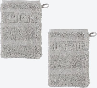 2er-Set Frottee Waschhandschuh 16 x 22cm Meander Silber, 100 % Baumwolle, 554 g/m², OEKO-TEX® STANDARD 100, Maschinenwäs...