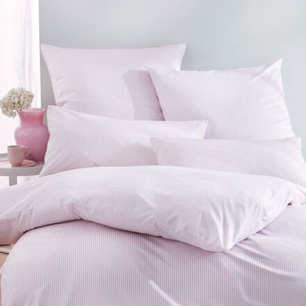 Thumbnail - Mako-Interlock-Jersey Bettwäsche Stripes, Rosa, 155 x 220 cm + 1 Kissenbezug 80 x 80, 100 % Baumwolle, OEKO-TEX® STANDAR...