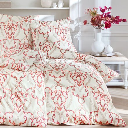 Satin-Bettwäsche Ornament, pink, 135 x 200 + 80 x 80 cm