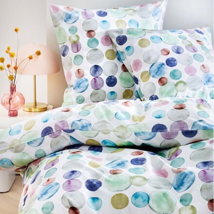 Thumbnail - Flanell-Bettwäsche-Set "Bubbles" - 135/200 + 80/80, 100 % supergekämmte Baumwolle, Muster Seifenblasen bunt, Pastellfarb...