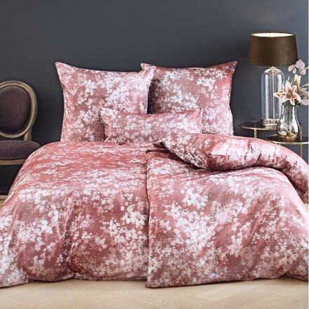 Brokat-Damast-Bettwäsche "Fleur" - 155/220 + 80/80 cm - Jacquard-gewebtes Muster, 100 % Mako-Baumwolle, veredelt, buntge...