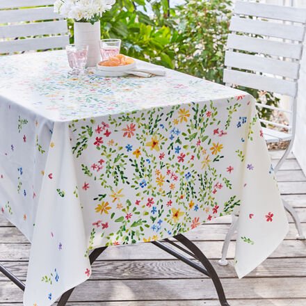 Tischdecke Steublumen beschichtet, 150 x 150 cm