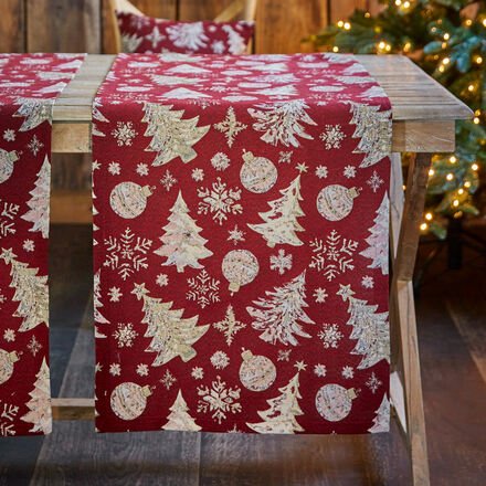 Tischläufer "Bäume", Rot, 50 x 140 cm