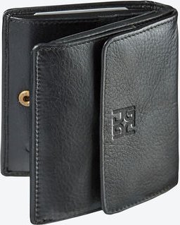 Julia Grote Damen-Portemonnaie Wiener Schachtel - Rindsleder, Schwarz, B/T/H 10/9/2,5 cm, Innenfutter: Baumwollgewebe, m...