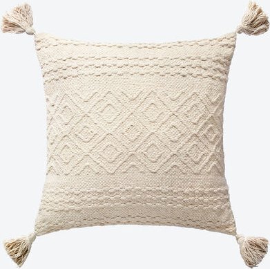 Kissen mit Troddeln, 45 x 45cm creme