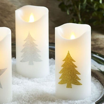 Thumbnail - LED-Kerze, Motiv: Tannenbaum, Farbe: gold