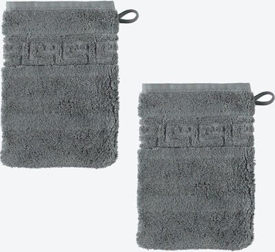 Thumbnail - 2er-Set Frottee Waschhandschuh 16 x 22cm Meander Anthrazit, 100 % Baumwolle, 554 g/m², OEKO-TEX® STANDARD 100, Maschinen...