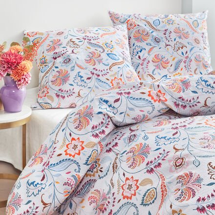 Thumbnail - Seersucker-Bettwäsche Paisley, 135 x 200 + 80 x 80 cm, 100 % Mako-Baumwolle, bügelleicht, waschbar bis 60 °C