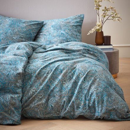Thumbnail - Edelflanell-Bettwäsche Paisley, 135 x 200 + 80 x 80 cm Grau/Blau