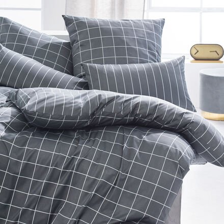 Thumbnail - Satin-Wende-Bettwäsche, 155 x 220 + 80 x 80 cm, Anthrazit