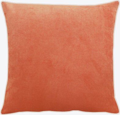 Kissenbezug 45/45 cm - aus weichem Velourssamt, unifarben Apricot, zum Kombinieren, mit Keder, Reißverschluss, 90 % Poly...