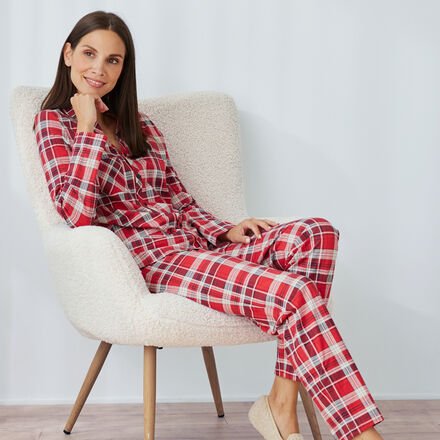 Pyjama, rot kariert, Größe 42