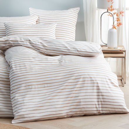 Satin-Kissenbezug Stripe, Blau/Weiß, 155 x 200 + 80 x 80 cm, 100 % Baumwolle, mit Reißverschluss, waschbar bei 60 °C, tr...