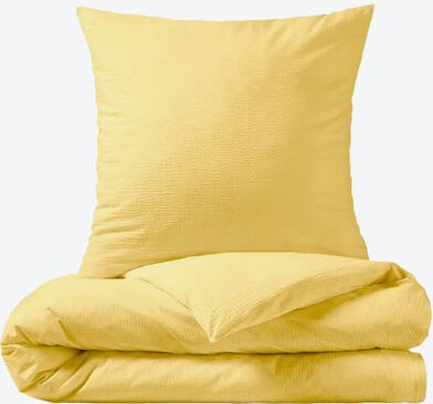 Thumbnail - Seersucker-Bettwäsche 155 x 200 + 80 x 80 cm Gelb