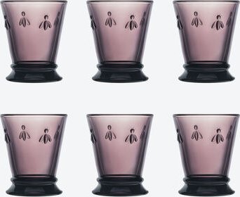Thumbnail - 6er-Set Wassergläser Bienen, violett, 10 cm hoch, 270 ml