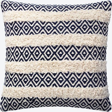 Kissen mit Rautemuster, schwarz, creme