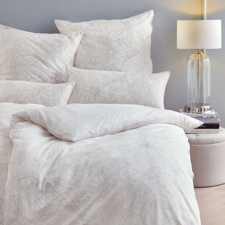 Satin-Wende-Bettbezug Blüte, Creme/Weiß, 155 x 220 cm