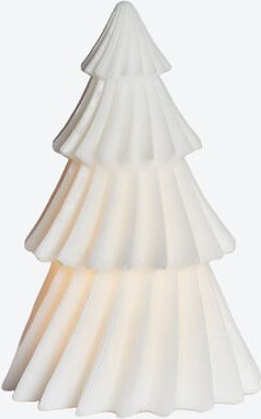 Tanne groß - Wachs, Weiß, mit LED-Beleuchtung, 11/19 cm, Timerfunktion, 3/AA-Batterien (nicht im Lieferumfang enthalten)