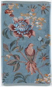 Thumbnail - Velour-Gästehandtuch "Garden", Blau, 30 x 50 cm, 100 % Baumwolle, waschbar bei 60 °C, trocknergeeignet