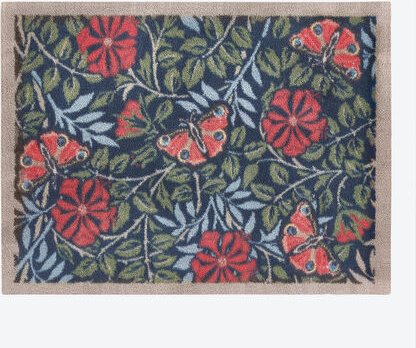 Fußmatte mit Schmetterlings-Motiv 65 x 85 cm - 95 % Schmutzaufnahme, saugstark, nachhaltig aus recycelten Materialen, ru...