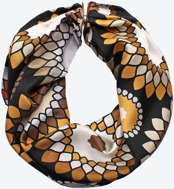 Magnetverschluss-Seidenschal, grafisch-terracotta