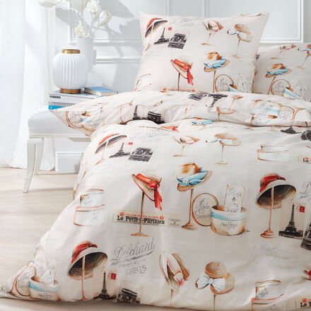 Satin-Bettwäsche Chapeau, 155 x 220 + 80 x 80 cm