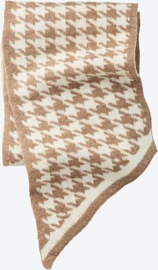 Kaschmir-Schal Hahnentritt, Beige/natur, 25 x 152 cm