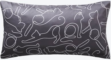 Elegante Satin-Kissenbezug Cats - 100 % Baumwolle, 40/80 cm, Creme/Grau