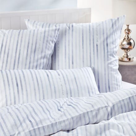 Bio-Satin-Bettwäsche, Stripes 135 x 200 + 80 x 80 cm, Grau