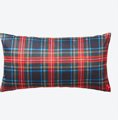 Satin-Kissenbezug GOTS, Teddy/Karo, 40 x 80 cm