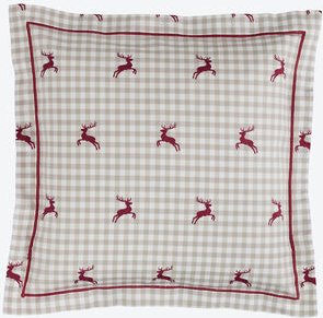 Satin-Kissenbezug, beige/rot, 40 x 40 cm